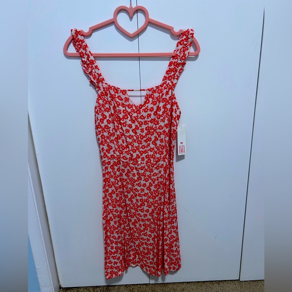 Lucy Love - x-small - red and white flower print dress